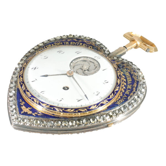 Swiss 18 carat gold and enamel heart form watch Circa 1790 Swiss 18 carat gold and enamel heart form watch Circa 1790