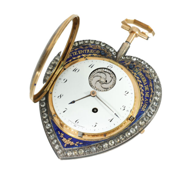 Swiss 18 carat gold and enamel heart form watch Circa 1790 Swiss 18 carat gold and enamel heart form watch Circa 1790