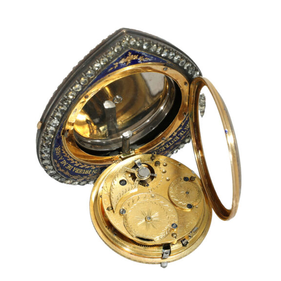 Swiss 18 carat gold and enamel heart form watch Circa 1790 Swiss 18 carat gold and enamel heart form watch Circa 1790