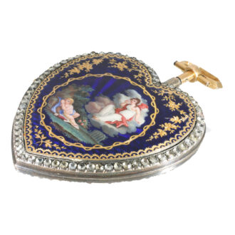 Swiss 18 carat gold and enamel heart form watch Circa 1790
