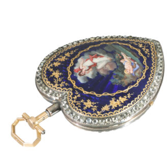 Swiss 18 carat gold and enamel heart form watch Circa 1790