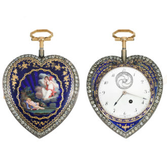 Swiss 18 carat gold and enamel heart form watch Circa 1790