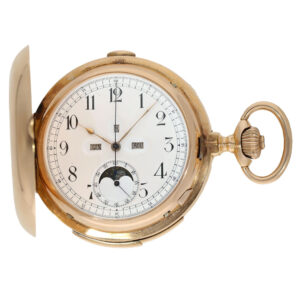 German 18 carat gold watch with six complications Circa 1900