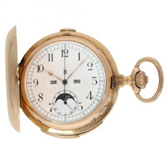German 18 carat gold watch with six complications Circa 1900