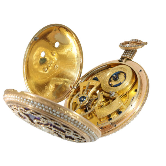 English 18 carat gold and enamel duplex watch Circa 1820 English 18 carat gold and enamel duplex watch Circa 1820