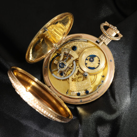 English 18 carat gold and enamel duplex watch Circa 1820 English 18 carat gold and enamel duplex watch Circa 1820