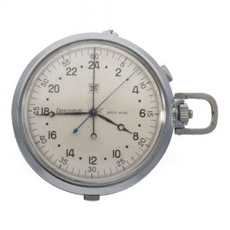 Swiss chrome pilot's chronograph rattrapante with 24 h dial Circa 1942