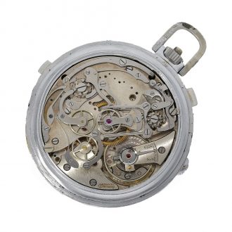 Swiss chrome pilot's chronograph rattrapante with 24 h dial Circa 1942