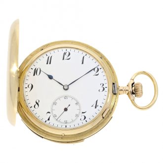 Swiss 18K gold watch with very rare striking train Circa 1915