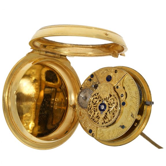 English fire gilded verge watch with pedometer Circa 1799 English fire gilded verge watch with pedometer Circa 1799