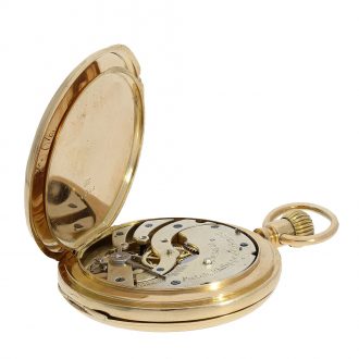 Swiss gold hunting case pocket watch in a rare version Circa 1884