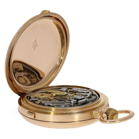 French 18 carat gold watch with eight complications Circa 1891 French 18 carat gold watch with eight complications Circa 1891