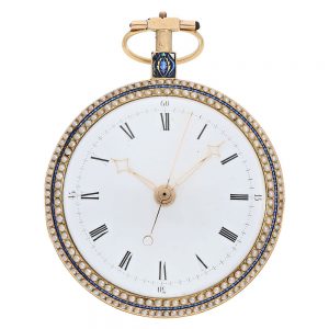 Swiss gold and pearl center seconds virgule watch Circa 1790