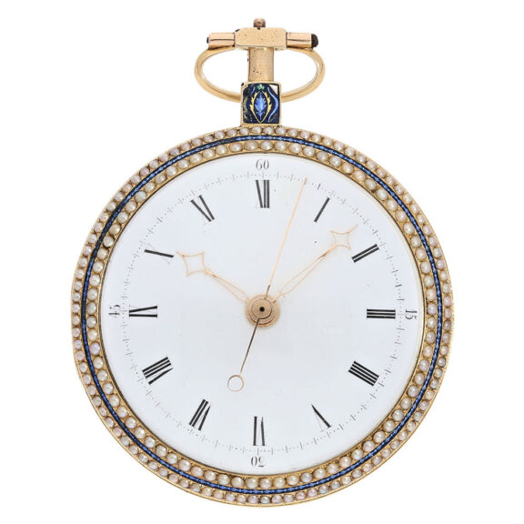 Swiss gold and pearl center seconds virgule watch Circa 1790
