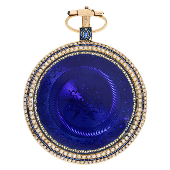 Swiss gold and pearl center seconds virgule watch Circa 1790 Swiss gold and pearl center seconds virgule watch Circa 1790