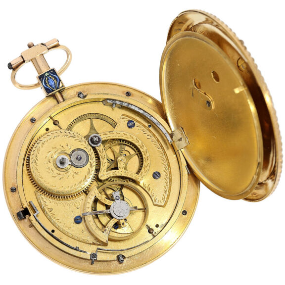 Swiss gold and pearl center seconds virgule watch Circa 1790 Swiss gold and pearl center seconds virgule watch Circa 1790