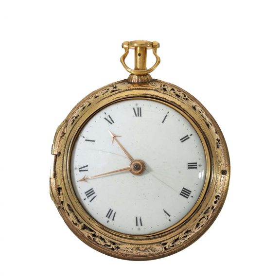 English 18 carat gold pair cased watch with early lever escapement Circa 1775