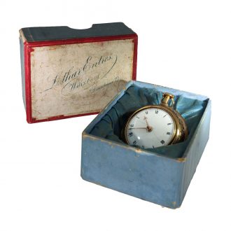 English 18 carat gold pair cased watch with early lever escapement Circa 1775