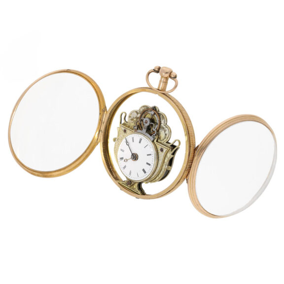 Rare Swiss 18K rose gold glazed verge pocket watch Circa 1780 Rare Swiss 18K rose gold glazed verge pocket watch Circa 1780