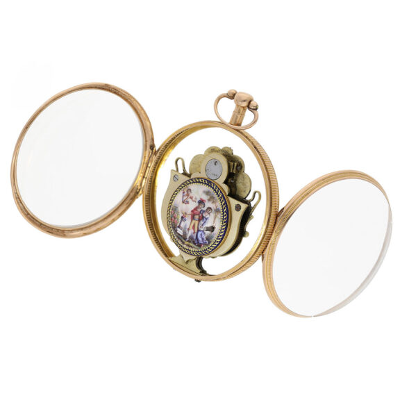 Rare Swiss 18K rose gold glazed verge pocket watch Circa 1780 Rare Swiss 18K rose gold glazed verge pocket watch Circa 1780