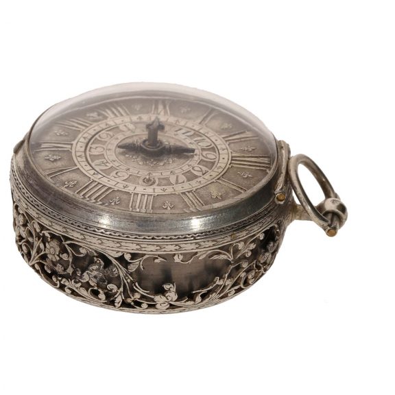 French silver early single handed pocket watch with alarm Circa 1660 French silver early single handed pocket watch with alarm Circa 1660