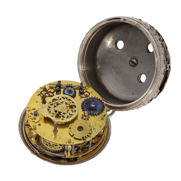 French silver early single handed pocket watch with alarm Circa 1660 French silver early single handed pocket watch with alarm Circa 1660