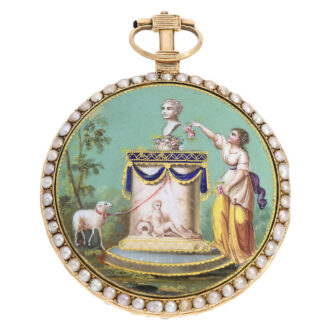 Exquisite French gold, enamel, pearl set watch Circa 1780