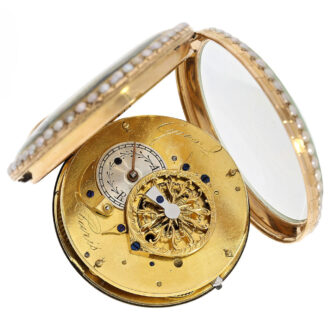 Exquisite French gold, enamel, pearl set watch Circa 1780
