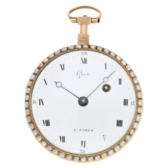 Exquisite French gold, enamel, pearl set watch Circa 1780