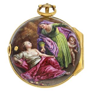 English gold enamel pair cased verge watch Circa 1762
