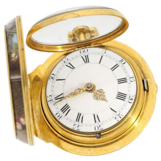 English gold enamel pair cased verge watch Circa 1762