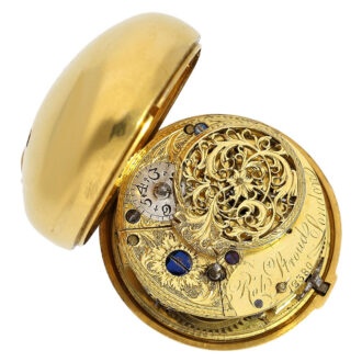 English gold enamel pair cased verge watch Circa 1762