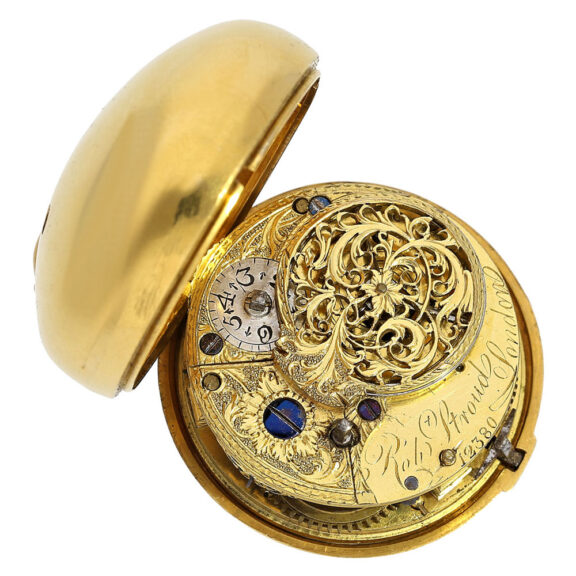 English gold enamel pair cased verge watch Circa 1762 English gold enamel pair cased verge watch Circa 1762