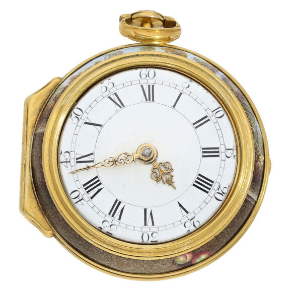 English gold enamel pair cased verge watch Circa 1762 English gold enamel pair cased verge watch Circa 1762