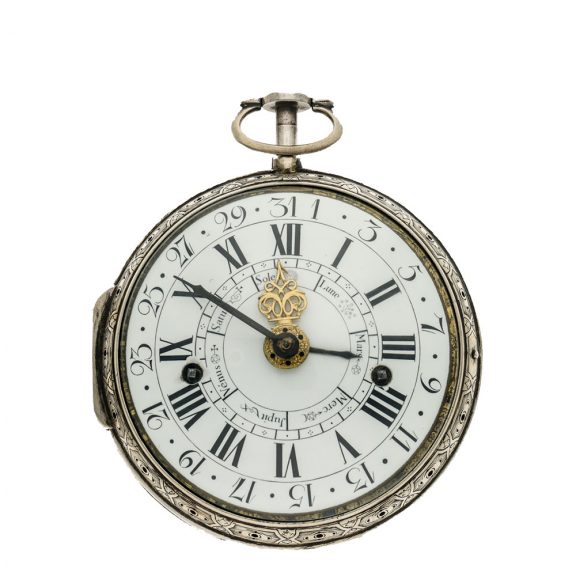 French silver important museum quality coach clock with alarm Circa 1770