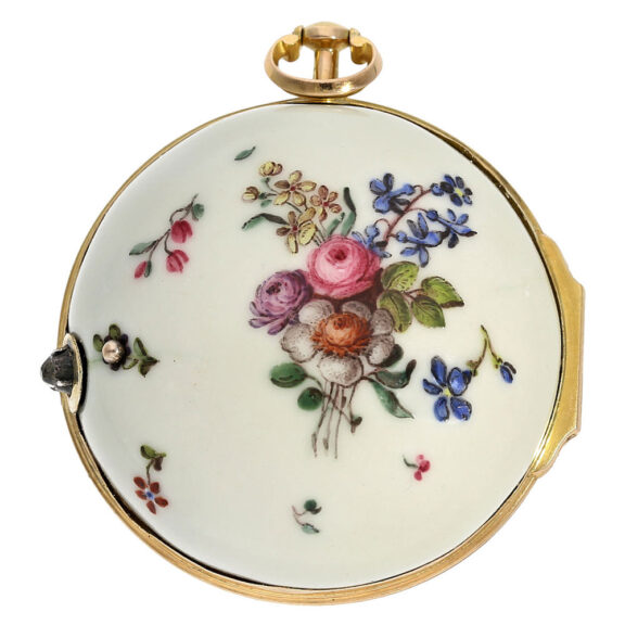 French rare porcelain painted verge pocket watch Circa 1750