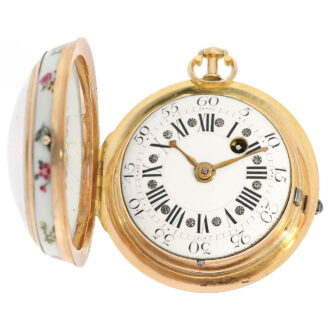 French rare porcelain painted verge pocket watch Circa 1750