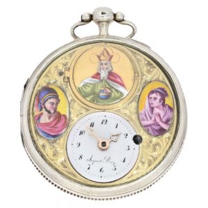Swiss silver lever watch with erotic scene Circa 1800