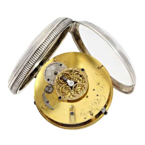 Swiss silver lever watch with erotic scene Circa 1800 Swiss silver lever watch with erotic scene Circa 1800