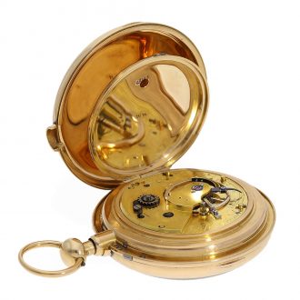 English 18 Carat pink gold deck watch with half quarter repeater Circa 1815