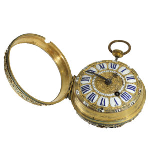 French gilt brass oignon watch with hour and quarter repeater Circa 1690