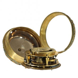 French gilt brass oignon watch with hour and quarter repeater Circa 1690