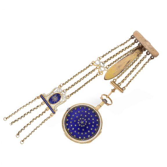 Swiss 18K gold, enamel and diamond set verge watch Circa 1770 Swiss 18K gold, enamel and diamond set verge watch Circa 1770