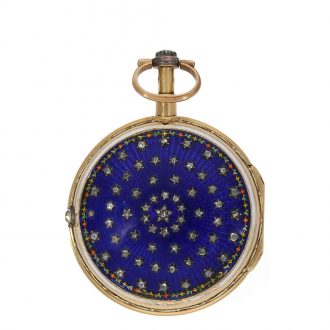 Swiss 18K gold, enamel and diamond set verge watch Circa 1770