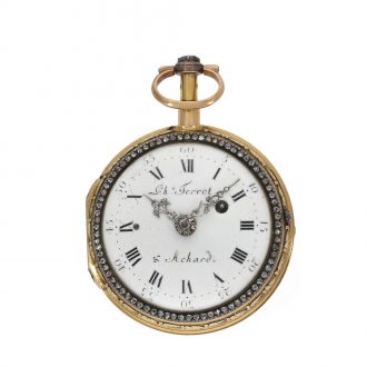 Swiss 18K gold, enamel and diamond set verge watch Circa 1770