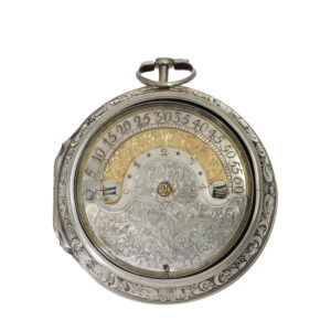 Unusual English silver watch with wandering hours Circa 1690