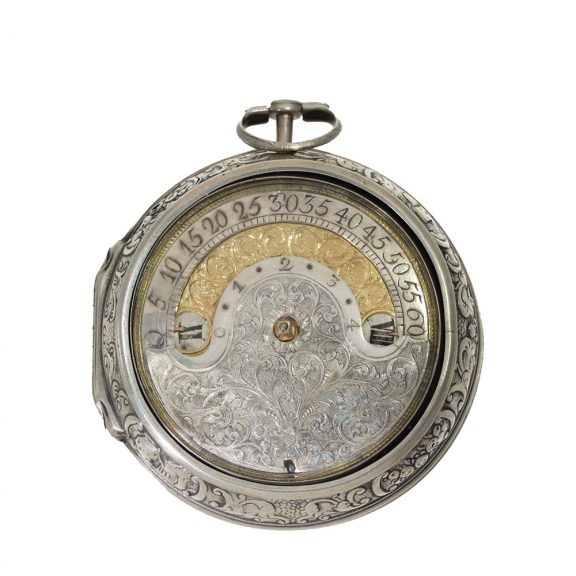 Unusual English silver watch with wandering hours Circa 1690