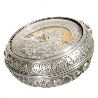 Unusual English silver watch with wandering hours Circa 1690