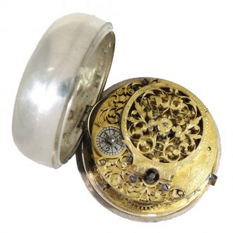 Unusual English silver watch with wandering hours Circa 1690