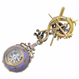 Swiss gold, silver and enamel Boule de Genève watch Circa 1915